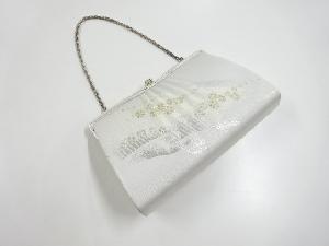 リサイクル　金銀糸オーロラに花模様織り出し和装バッグ